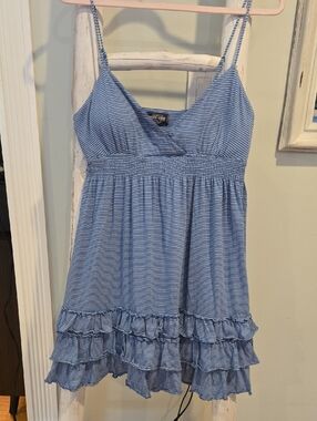 Victoria's Secret Blue and White Striped Padded Top Sundress Large